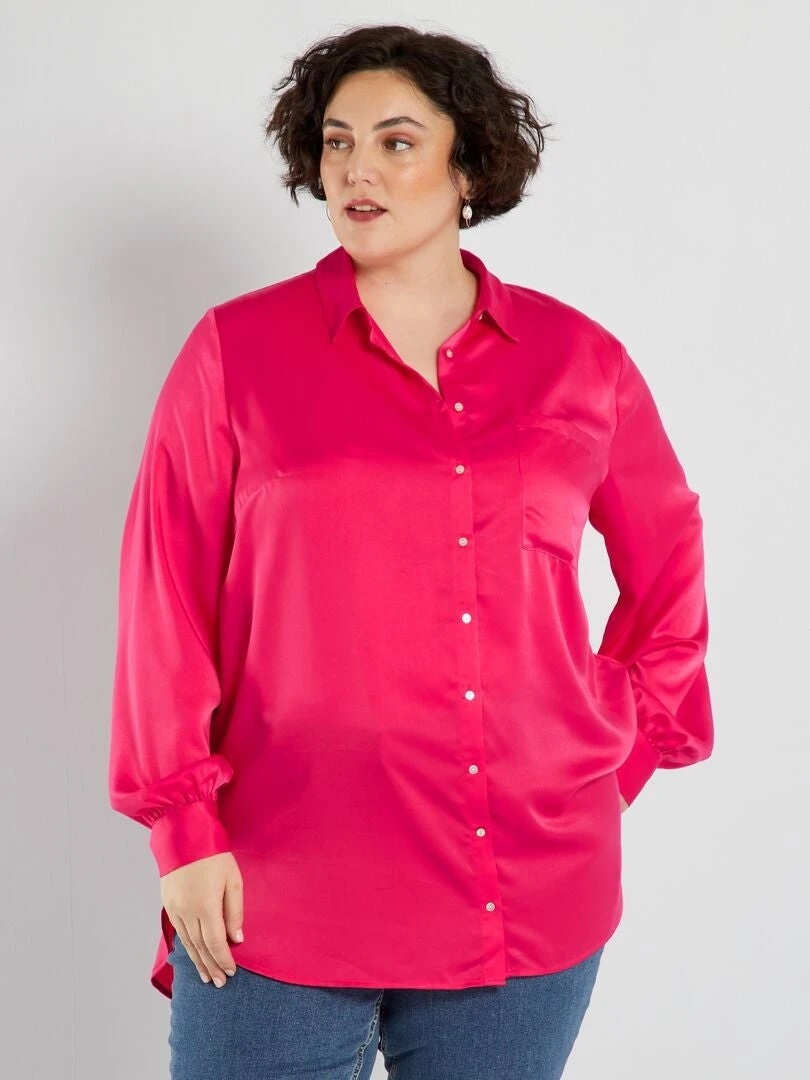 Camisa Larga Satinada - ROSA 5 Camisa Larga Satinada - ROSA - Imagen 3