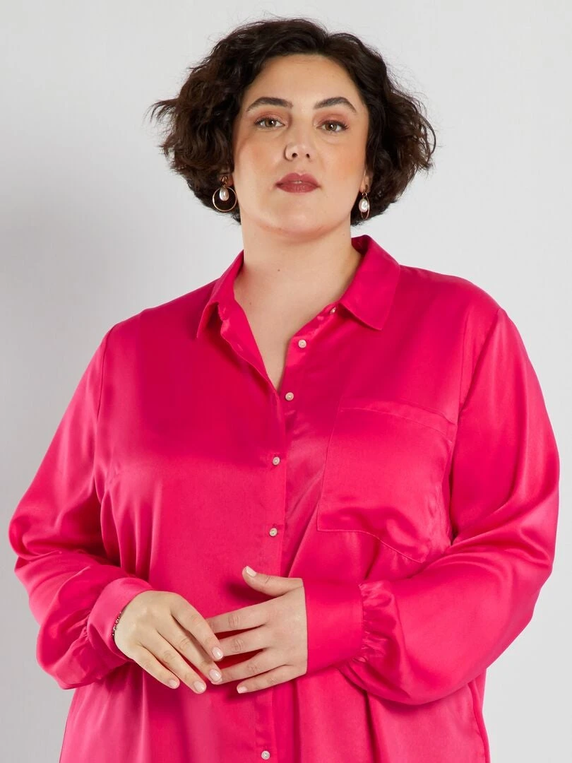 Camisa Larga Satinada - ROSA 7 Camisa Larga Satinada - ROSA - Imagen 5