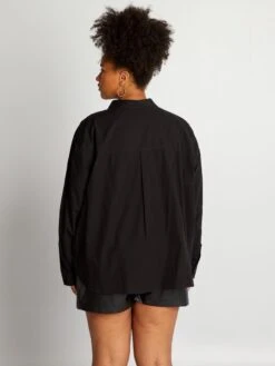 Camisa Lisa Con Ojales De Fantasía - Negro -TrendyModa Ventas camisa lisa con ojales de fantasia negro ayd17 1 frb3