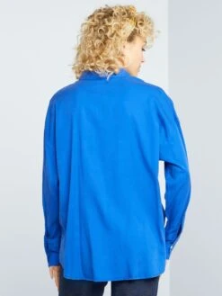 Camisa Lisa De Manga Larga - Azul -TrendyModa Ventas camisa lisa de manga larga azul aee34 1 frb3