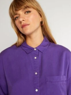 Camisa Lisa De Manga Larga - Morado -TrendyModa Ventas camisa lisa de manga larga morado aee34 5 frb3