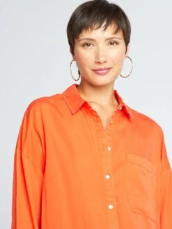 Camisa Lisa De Manga Larga - Naranja -TrendyModa Ventas camisa lisa de manga larga naranja aee34 2 frb3