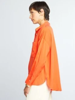 Camisa Lisa De Manga Larga - Naranja -TrendyModa Ventas camisa lisa de manga larga naranja aee34 2 frb4