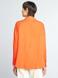 Camisa Lisa De Manga Larga - Naranja -TrendyModa Ventas camisa lisa de manga larga naranja aee34 2 frb5