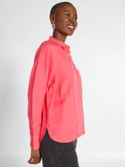 Camisa Lisa De Manga Larga - Rosa -TrendyModa Ventas camisa lisa de manga larga rosa aee34 3 frb4