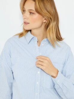 Camisa Lisa De Popelina - AZUL -TrendyModa Ventas camisa lisa de popelina azul yz369 1 frb4