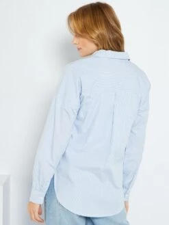 Camisa Lisa De Popelina - AZUL -TrendyModa Ventas camisa lisa de popelina azul yz369 1 frb5