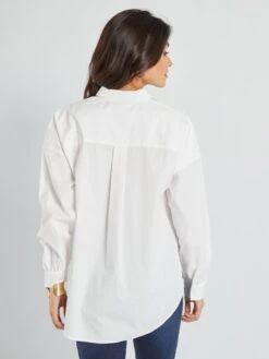 Camisa Lisa De Popelina - Blanco -TrendyModa Ventas camisa lisa de popelina blanco yz369 4 frb4