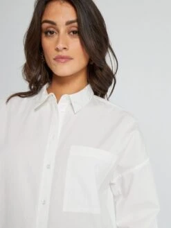 Camisa Lisa De Popelina - Blanco -TrendyModa Ventas camisa lisa de popelina blanco yz369 4 frb5
