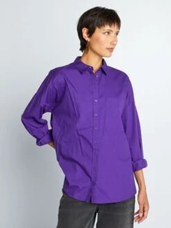 Camisa Lisa De Popelina - MORADO EL