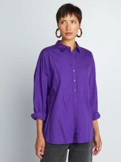 Camisa Lisa De Popelina - MORADO EL -TrendyModa Ventas camisa lisa de popelina morado el yz369 14 frb5