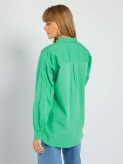 Camisa Lisa De Popelina - VERDE -TrendyModa Ventas camisa lisa de popelina verde yz369 13 frb3