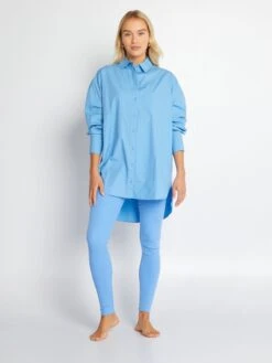 Camisa Oversize De Popelina - Azul