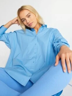 Camisa Oversize De Popelina - Azul 10 Camisa Oversize De Popelina - Azul -TrendyModa Ventas camisa oversize de popelina azul aee08 7 frb4