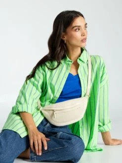 Camisa Oversize De Popelina - Rayas Verdes