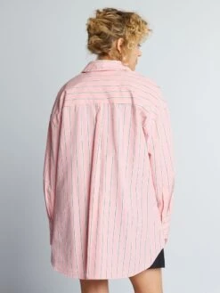 Camisa Oversize De Popelina - Rosa Rayado -TrendyModa Ventas camisa oversize de popelina rosa rayado aee08 6 frb5