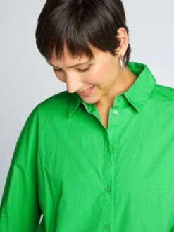Camisa Oversize De Popelina - Verde -TrendyModa Ventas camisa oversize de popelina verde aee08 4 frb3