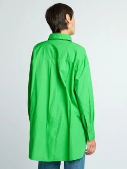 Camisa Oversize De Popelina - Verde -TrendyModa Ventas camisa oversize de popelina verde aee08 4 frb4