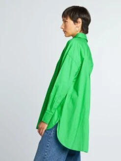 Camisa Oversize De Popelina - Verde -TrendyModa Ventas camisa oversize de popelina verde aee08 4 frb5