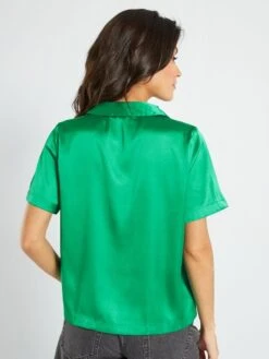 Camisa Satinada 'JDY' - VERDE -TrendyModa Ventas camisa satinada jdy verde ais71 1 frb4