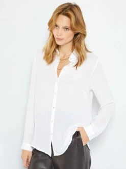 Camisa Vaporosa - Blanco -TrendyModa Ventas camisa vaporosa blanco xm738 1 frb6
