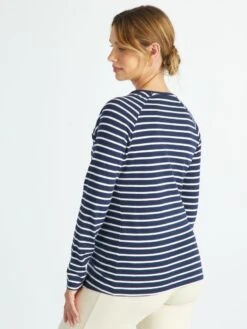 Camiseta De Lactancia A Rayas - AZUL -TrendyModa Ventas camiseta de lactancia a rayas azul ala70 3 frb4