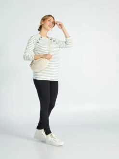 Camiseta De Lactancia A Rayas - BLANCO -TrendyModa Ventas camiseta de lactancia a rayas blanco ala70 1 frb2