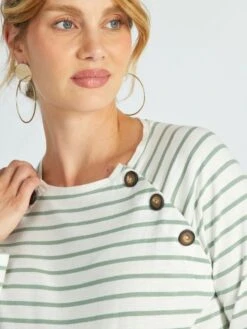 Camiseta De Lactancia A Rayas - BLANCO -TrendyModa Ventas camiseta de lactancia a rayas blanco ala70 1 frb3