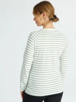 Camiseta De Lactancia A Rayas - BLANCO -TrendyModa Ventas camiseta de lactancia a rayas blanco ala70 1 frb4