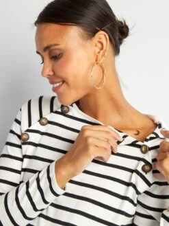 Camiseta De Lactancia A Rayas - BLANCOSTR2 -TrendyModa Ventas camiseta de lactancia a rayas blancostr2 ala70 4 frb2