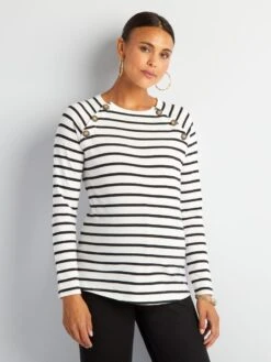 Camiseta De Lactancia A Rayas - BLANCOSTR2 -TrendyModa Ventas camiseta de lactancia a rayas blancostr2 ala70 4 frb3