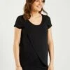 Camiseta De Lactancia Con Cuello Redondo - Negro -TrendyModa Ventas camiseta de lactancia con cuello redondo negro ahw26 2 frb1