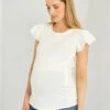 Camiseta De Lactancia Con Volantes En Las Mangas - Blanco 1 Camiseta De Lactancia Con Volantes En Las Mangas - Blanco -TrendyModa Ventas camiseta de lactancia con volantes en las mangas blanco ahl70 1 frb1
