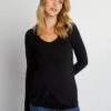 Camiseta De Lactancia Cruzada Por Delante - Negro -TrendyModa Ventas camiseta de lactancia cruzada por delante negro ala81 2 frb1