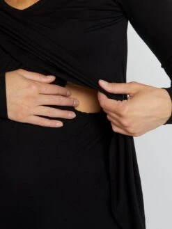 Camiseta De Lactancia Cruzada Por Delante - Negro -TrendyModa Ventas camiseta de lactancia cruzada por delante negro ala81 2 frb3