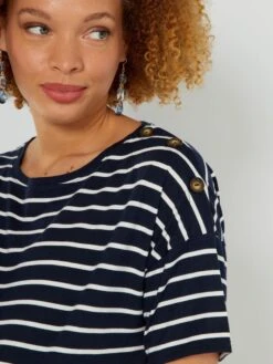 Camiseta De Premamá Con Cuello Redondo - AZUL -TrendyModa Ventas camiseta de premama con cuello redondo azul zo276 1 frb3