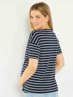 Camiseta Premamá De Estilo Marinero - AZUL -TrendyModa Ventas camiseta premama de estilo marinero azul aho45 1 frb4