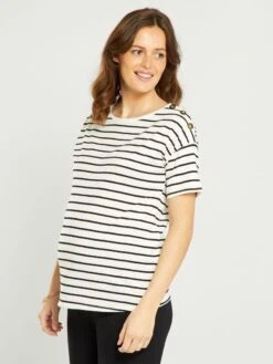 Camiseta Premamá De Estilo Marinero - BLANCO