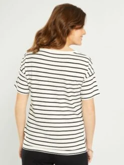 Camiseta Premamá De Estilo Marinero - BLANCO -TrendyModa Ventas camiseta premama de estilo marinero blanco aho45 2 frb3