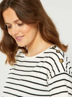 Camiseta Premamá De Estilo Marinero - BLANCO -TrendyModa Ventas camiseta premama de estilo marinero blanco aho45 2 frb4