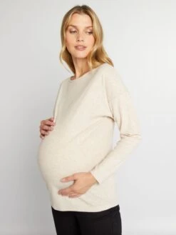 Camiseta Premamá De Material De Jersey - BEIGE -TrendyModa Ventas camiseta premama de material de jersey beige ala76 2 frb2