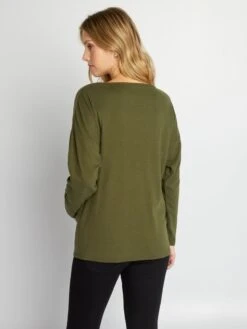 Camiseta Premamá De Material De Jersey - KAKI -TrendyModa Ventas camiseta premama de material de jersey kaki ala76 1 frb3