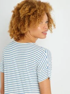 Camiseta Premamá De Rayas - AZUL -TrendyModa Ventas camiseta premama de rayas azul zo388 2 frb3