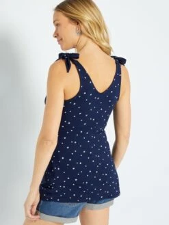 Camiseta Premamá De Tirantes Con Estampado - AZUL -TrendyModa Ventas camiseta premama de tirantes con estampado azul zr335 2 frb3