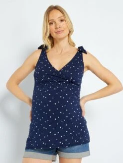 Camiseta Premamá De Tirantes Con Estampado - AZUL -TrendyModa Ventas camiseta premama de tirantes con estampado azul zr335 2 frb4