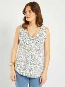 Camiseta Premamá De Tirantes Con Estampado - BLANCO