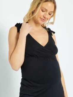 Camiseta Premamá De Tirantes Con Estampado - Negro -TrendyModa Ventas camiseta premama de tirantes con estampado negro zr335 3 frb3