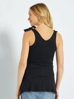 Camiseta Premamá De Tirantes Con Estampado - Negro -TrendyModa Ventas camiseta premama de tirantes con estampado negro zr335 3 frb4