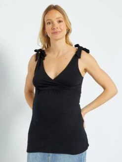 Camiseta Premamá De Tirantes Con Estampado - Negro -TrendyModa Ventas camiseta premama de tirantes con estampado negro zr335 3 frb5