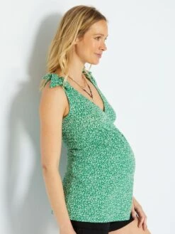 Camiseta Premamá De Tirantes Con Estampado - VERDE